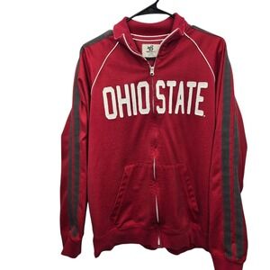 Ohio State Womens Full Zip Light Weight Jacket Sz XL Red‎ Stitched Spell Out